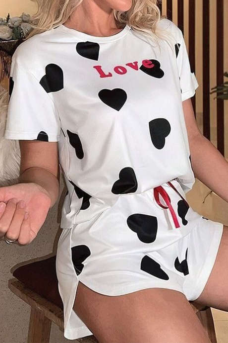 Conjunto de lounge curto White Queen Heart Valentine