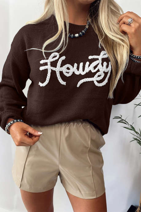 Pull western brodé Chicory Coffee Howdy