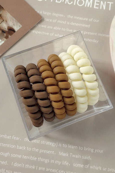Juego de 6 gomas para el pelo en espiral con alambre telefónico de resina plástica Thai Curry BH043574-P1717