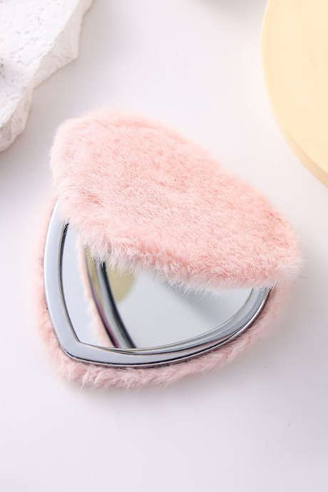 Miroir cosmétique miniature double face en forme de cœur rose, tout doux et mignon BH061144-P10
