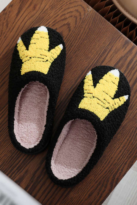 Pantufas de pelúcia pretas e divertidas em formato de pata de galinha BH024154-P2