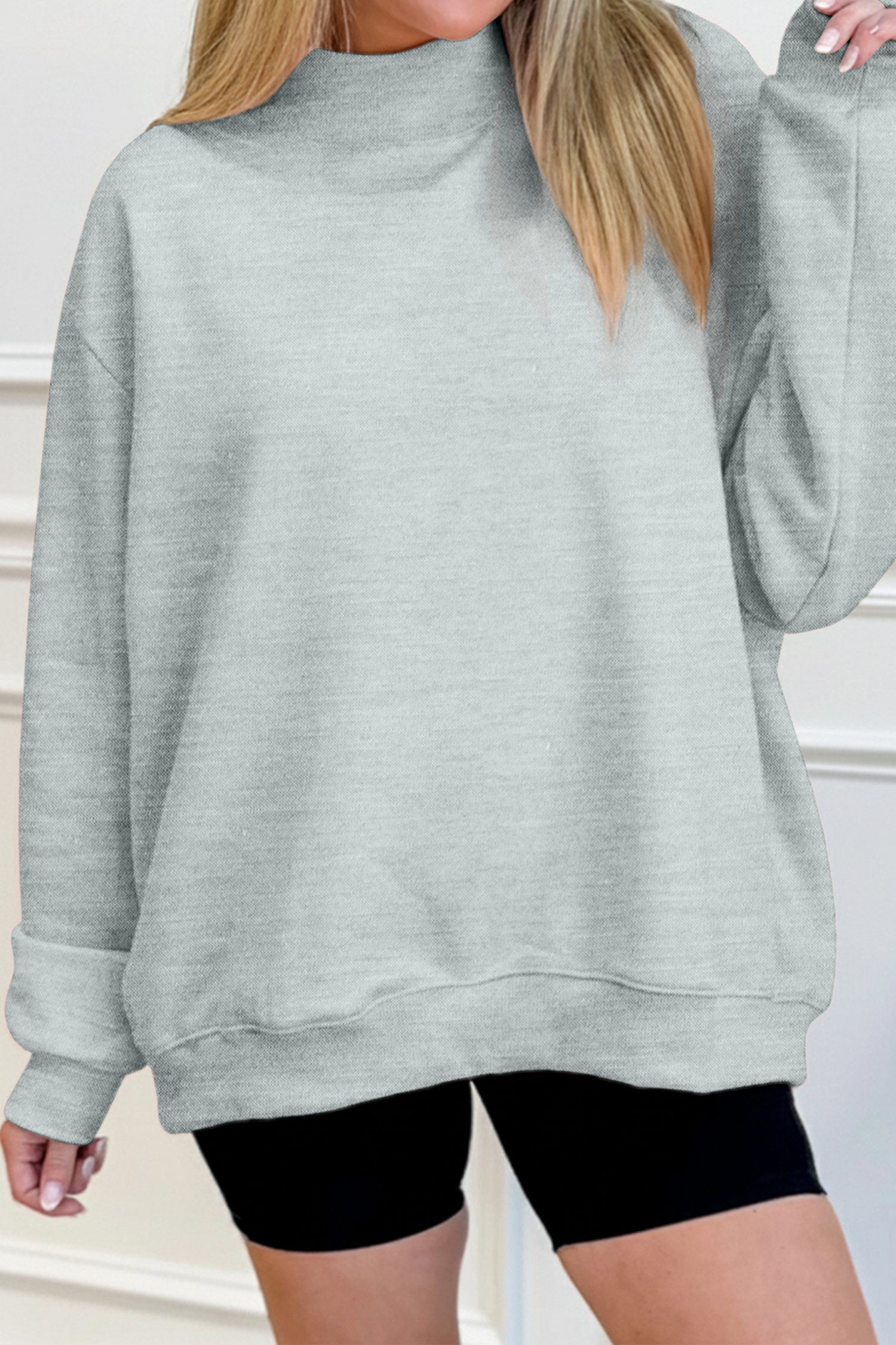 Clubhaus グレー モックネック SweatShirt XL $8.14 Gray Solid Color Oversized Mock Neck Sweatshirt Wholesale