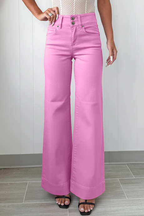 Bonbon 2-knoops hoge taille flared jeans