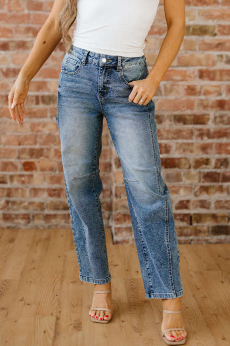 Dusk Blue Vintage Washed Seam Detail Shift Jeans