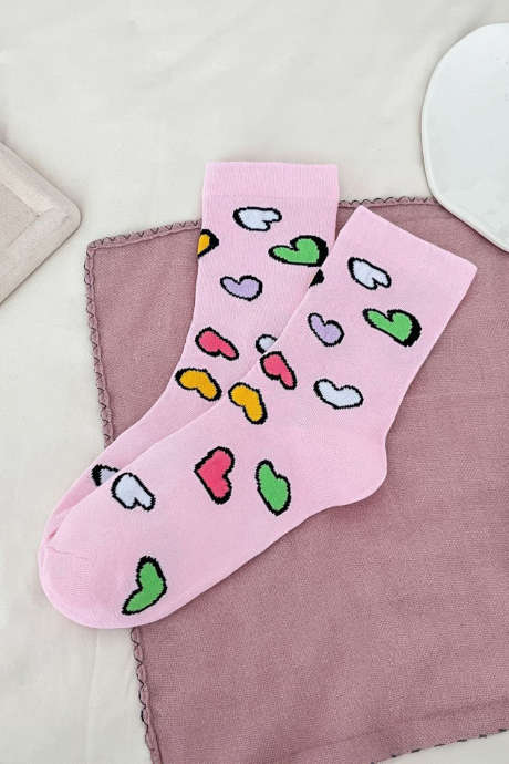Roze Pop Art Hart Bedrukte Half Crew Sokken