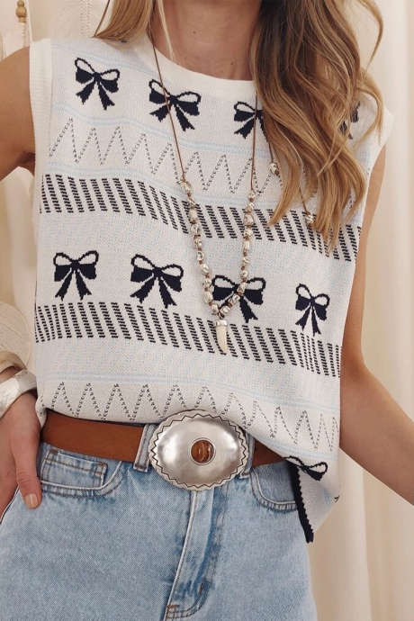 Jet Stream Bow gestreepte print losvallend vest