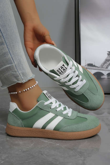 Ashleigh Blue Varsity Color Block Patchwork PU Leather Lace Up Shoes BH024048-P604