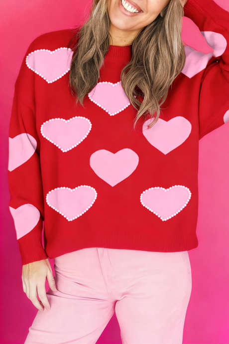 Racing Red Bow Pearl Versierde Kerstvakantietrui