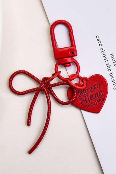 Vurig rode schattige strik hart hanger legering sleutelhanger