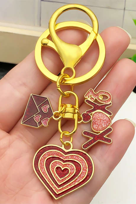 Gouden Valentijnsdag Love Messenger sleutelhanger