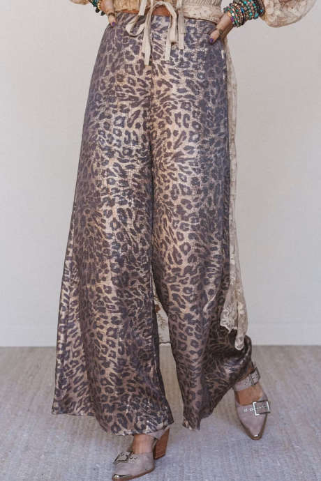 Khaki Darling Drift Animal Print Pants