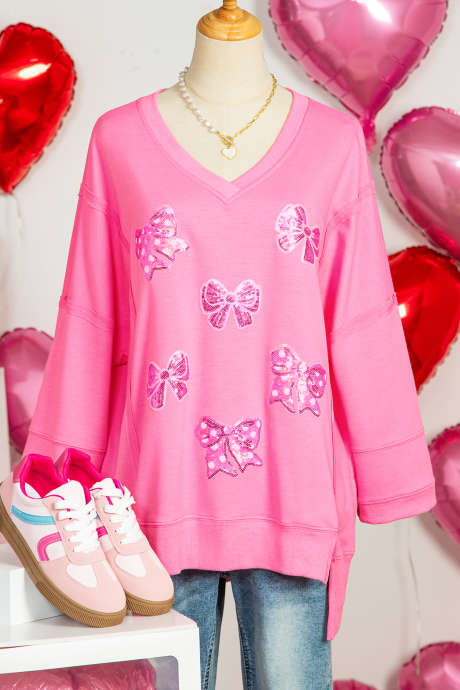 T-shirt à manches asymétriques avec nœud pailleté et coutures apparentes, style bracelet, référence Bonbon LC25230470-P3010