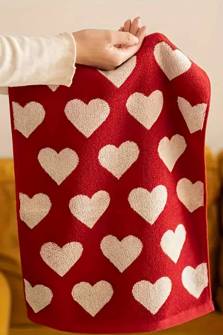 Eldröd dubbelsidig hjärttryckt bomullsduk