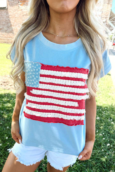 Sumunsininen sininen teksturoitu USA-lippalakki