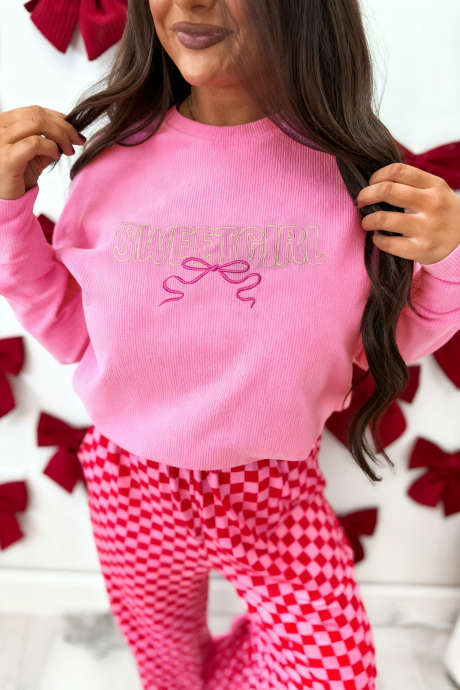 Haut côtelé texturé à motif brodé Bonbon Sweet Girl LC25135907-P3010