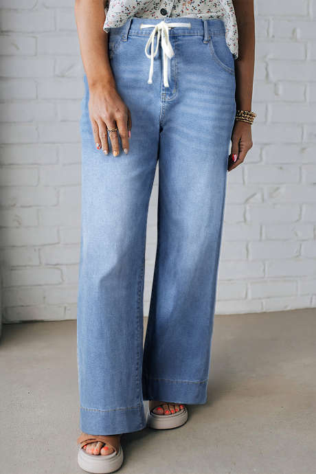 Kavbojke večjih velikosti z vezalkami Iceland Blue Acid Wash Contrast