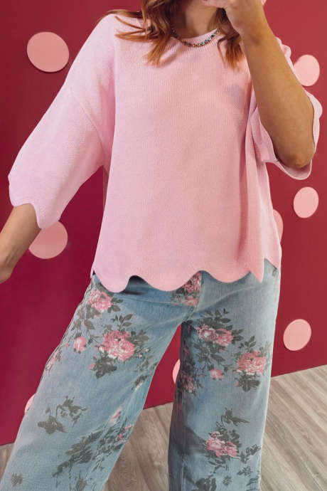 Entro Lt. Pink Scalloped Hem Top