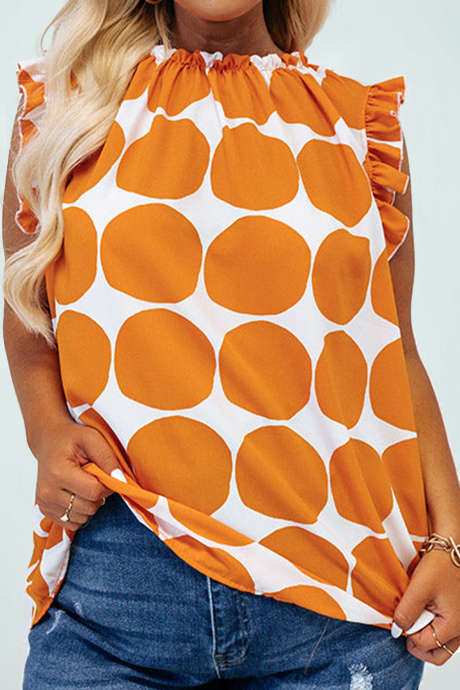 Débardeur grande taille à pois jaunes et volants