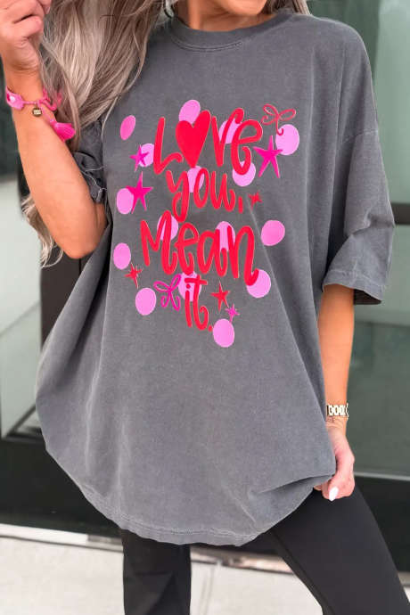 Koszulka z grafiką „Sleet Love You Mean It” z efektem mineralnego prania