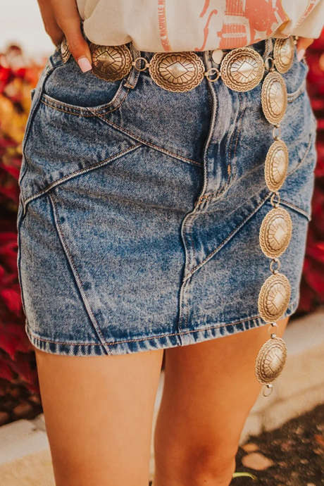 Ashleigh Blue Irregular Seam Detail Acid Wash Denim Mini Skirt