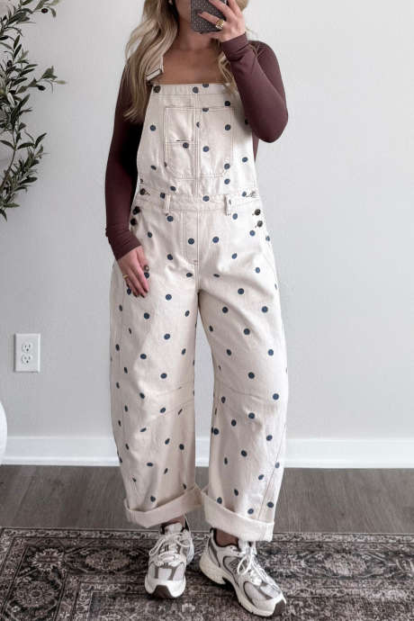Jet Stream Latzhose mit Polka-Dot-Print und Latztasche aus Denim