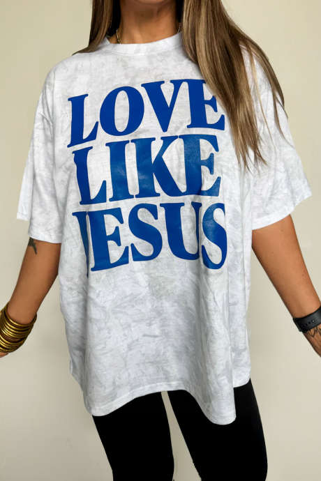 Siva maskirna majica z velikimi rokavi Love Like Jesus