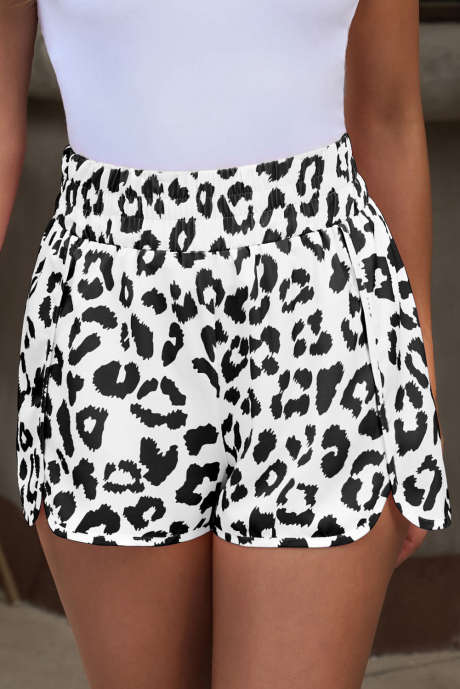 White Leopard High Waisted Athletic Shorts LC731248-P1