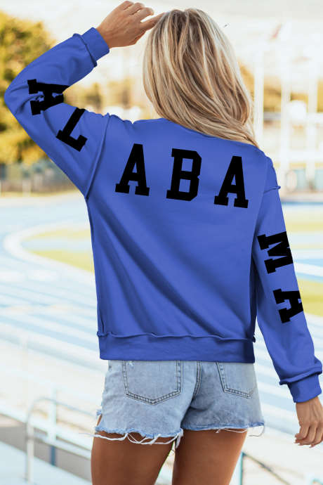 Dark Blue ALABAMA Graphic Customize Sweatshirt LC25321265-P5