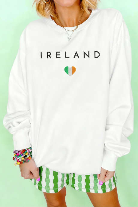 Sudadera blanca con diseño de corazón bordado en bloques de color de Irlanda LC25321269-15