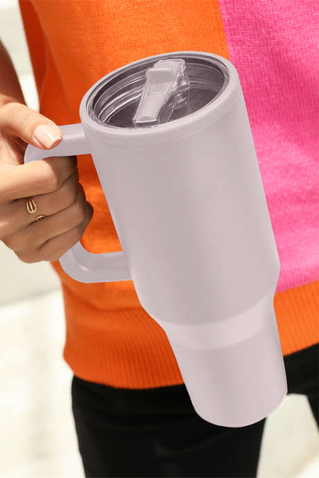 Orchid Petal Frosted ruostumattomasta kahvasta suuri tyhjiökuppi oljella 40oz