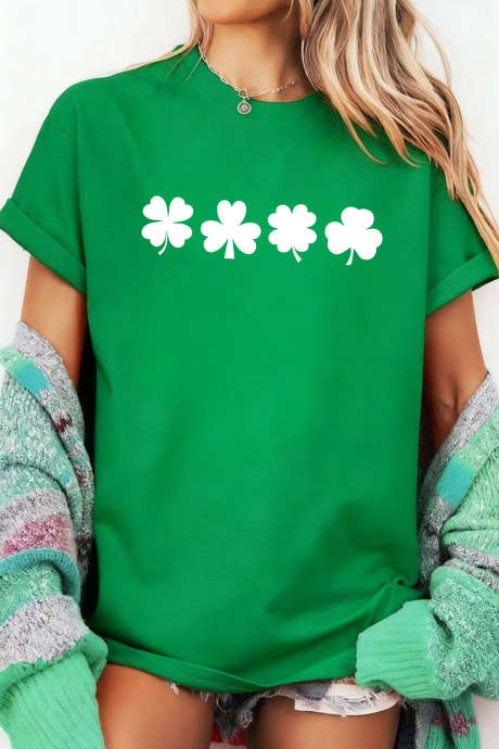 Camiseta informal con estampado de trébol verde brillante del Día de San Patricio