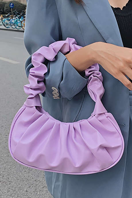 Orchid Petal Sleek PU Leather Pleated Dinner Hand Bag BH03224-P708
