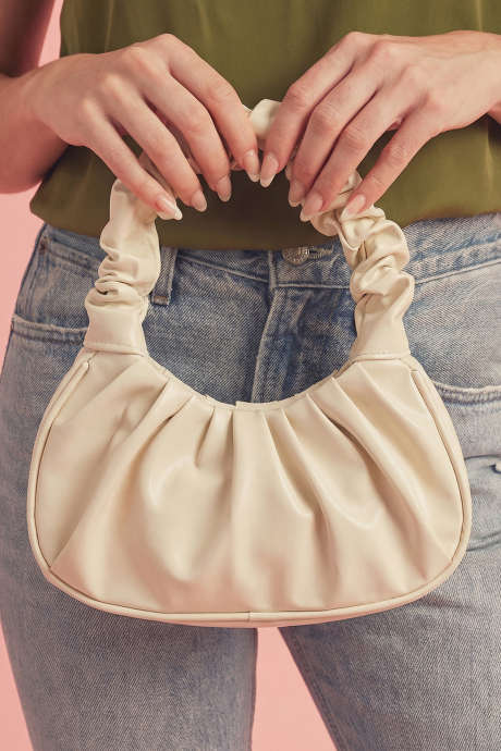 Bolso de mano plisado de piel sintética blanca y elegante BH03224-P101