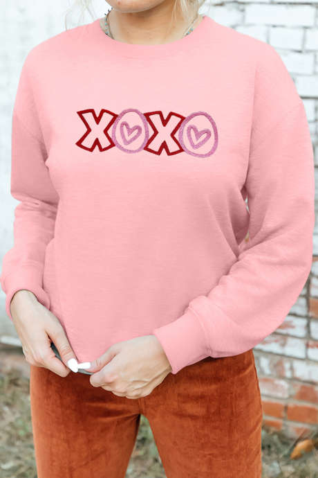 Roza XOXO igriva vezena pulover s kapuco za Valentinovo