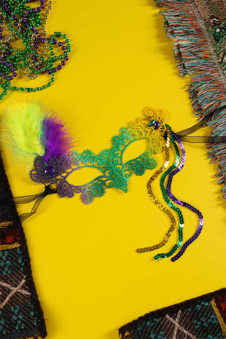 Masque en dentelle charmante à plumes tricolores Tillandsia Purple Carnival BH04244-P8