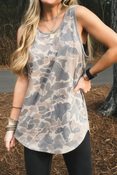 Multikleurige camouflage tanktop