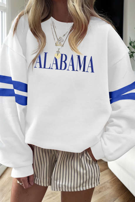 Sweat-shirt rayé blanc style universitaire ALABAMA LC25321334-P1