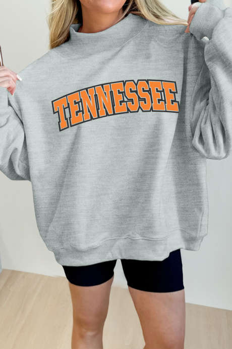 Gray TENNESSEE Mock Neck Pullover Sweatshirt LC25321342-P11