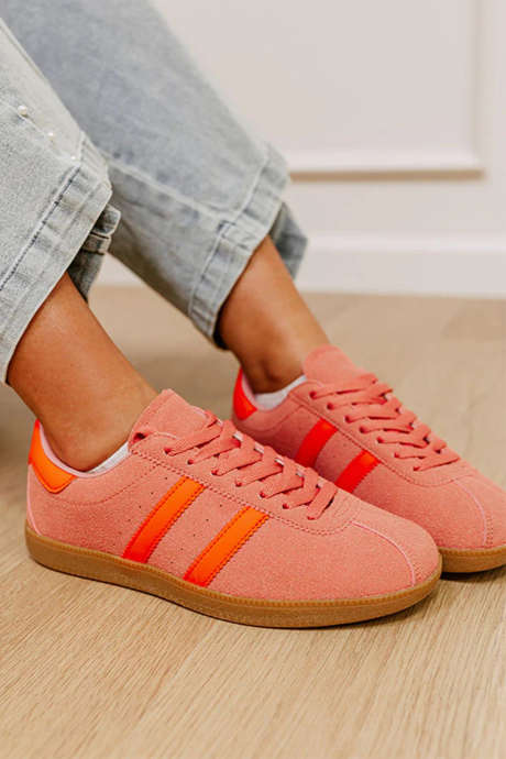 Orange Lace-up PU Leather Flat Shoes BH024118-P14