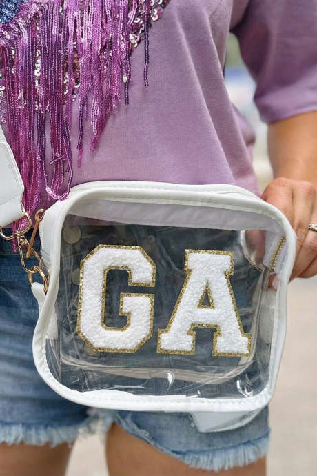 Sac bandoulière transparent en chenille avec bordure pailletée blanche GA BH031592-P1