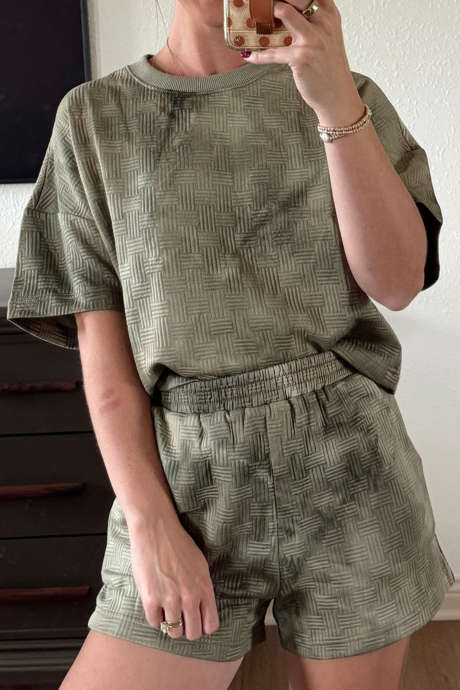 シーグラス ヴィンテージ タイダイ テクスチャード 2ピース ショートパンツセット