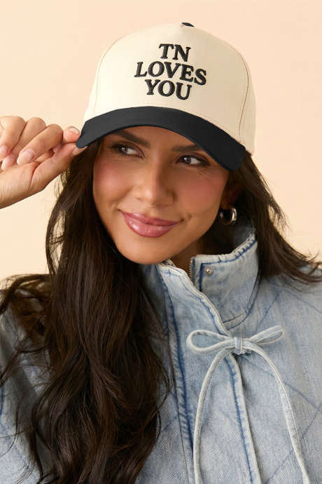 Black TN LOVES YOU Custom Embroidery Color Block Baseball Cap