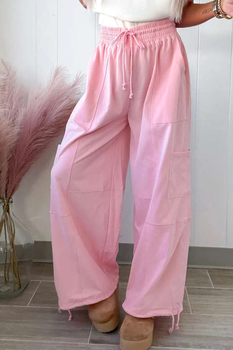 Pink Sporty Romance Tie Joggers