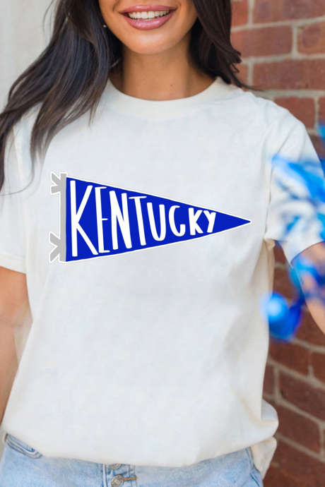 Wit T-shirt met Kentucky-vlaggetjesprint LC25231536-1