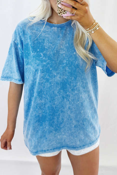Blauw mineraalgewassen oversized T-shirt