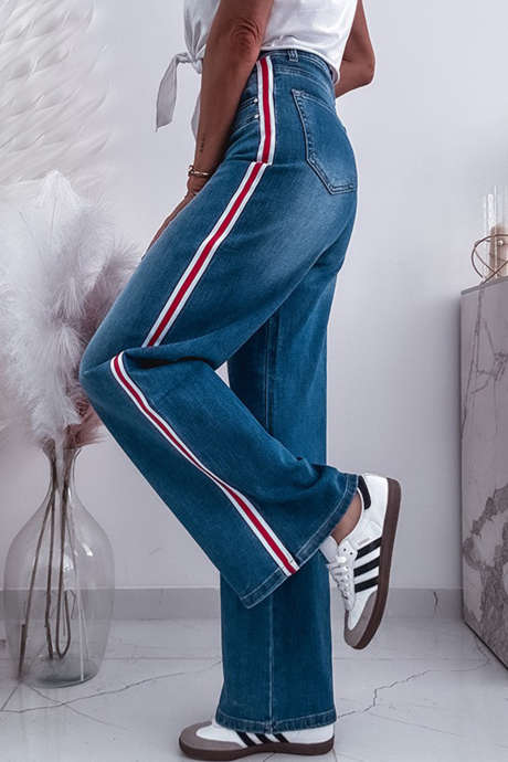 Pruisisch blauwe webbing jeans