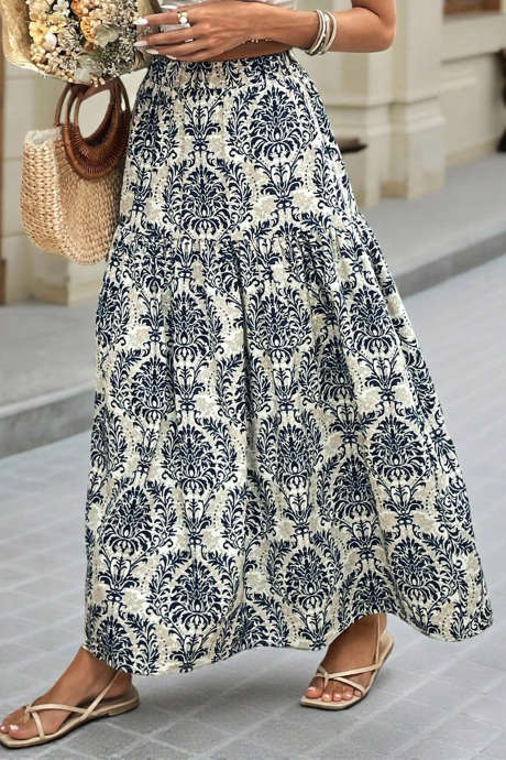 Modro boho krilo z damaščanskim potiskom