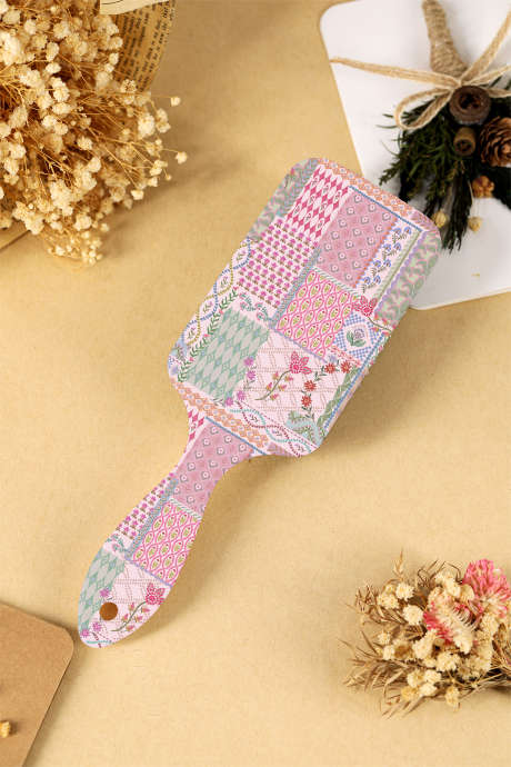 Gossamer Pink Boho Mix Floral Print Large Paddle Air Cushion Brush BH061363-P1710