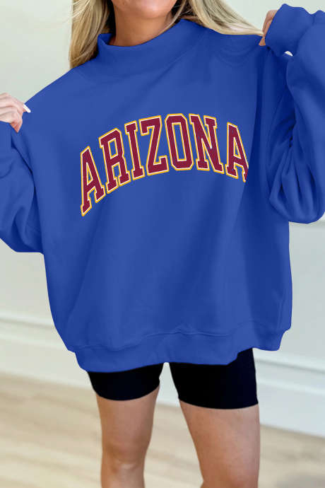 Dark Blue Vintage 90s ARIZONA Mock Neck Sweatshirt LC25321477-P5