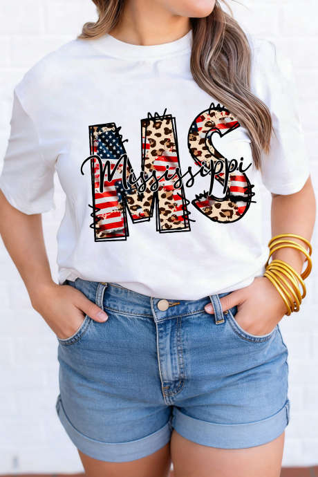 Bela majica s potiskom Mississippi Patriotic MS